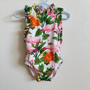 Janie and Jack Baby Toddler Girl Flamingo Tropical One Piece Swimsuit 18-24m